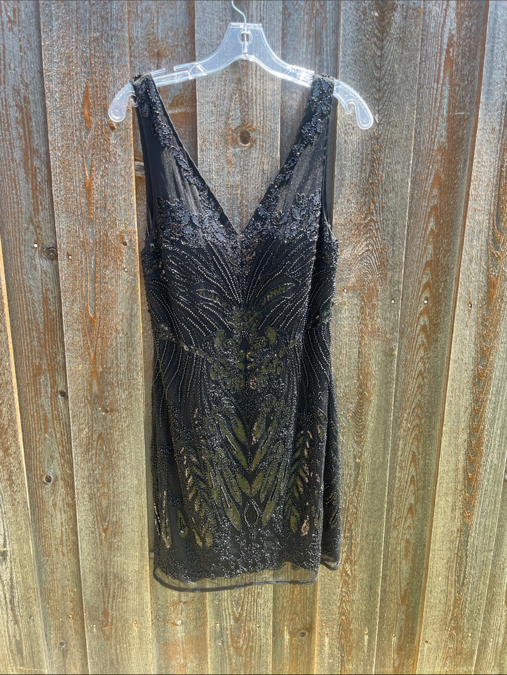Valiant Paris Black Beaded V-Neck Evening Dress
